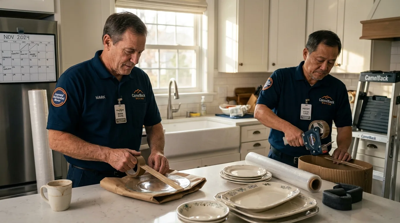 Professional crew packing kitchen dishware in Cadiz, KY